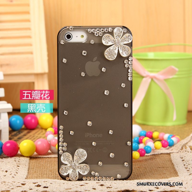 Etui iPhone 5/5s Strass Sølv Hvid, Cover iPhone 5/5s Beskyttelse Telefon