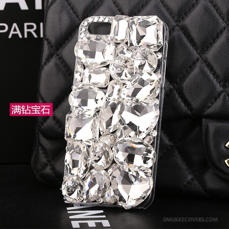 Etui iPhone 5/5s Strass Sølv Hvid, Cover iPhone 5/5s Beskyttelse Telefon