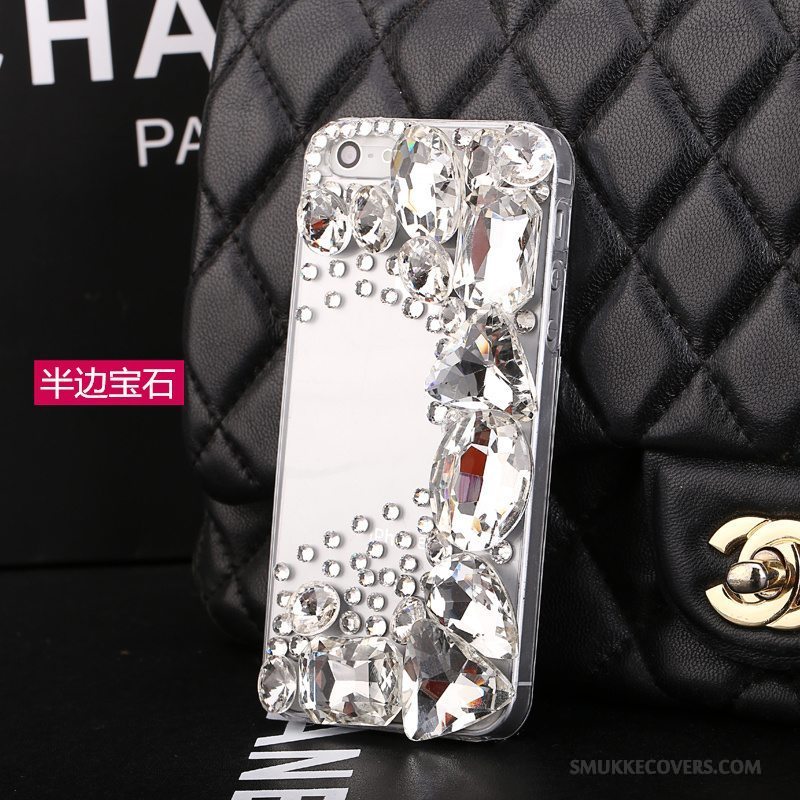 Etui iPhone 5/5s Strass Sølv Hvid, Cover iPhone 5/5s Beskyttelse Telefon