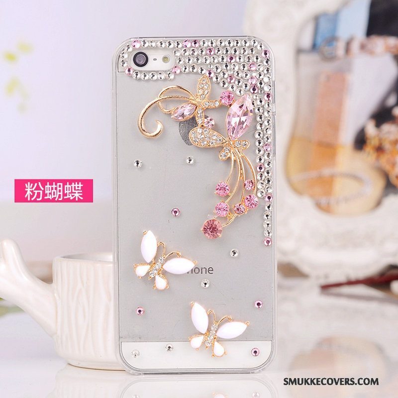 Etui iPhone 5/5s Strass Sølv Hvid, Cover iPhone 5/5s Beskyttelse Telefon