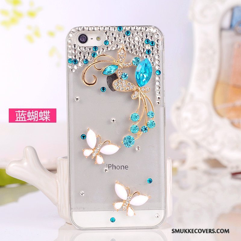 Etui iPhone 5/5s Strass Sølv Hvid, Cover iPhone 5/5s Beskyttelse Telefon