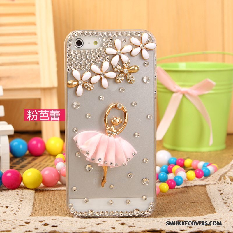 Etui iPhone 5/5s Strass Sølv Hvid, Cover iPhone 5/5s Beskyttelse Telefon