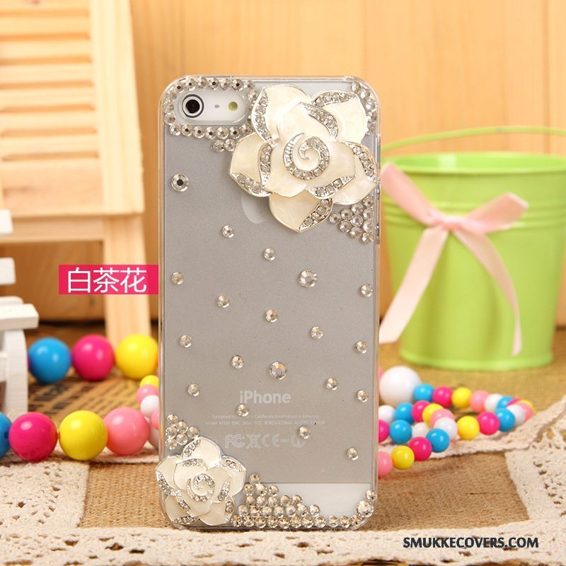 Etui iPhone 5/5s Strass Sølv Hvid, Cover iPhone 5/5s Beskyttelse Telefon