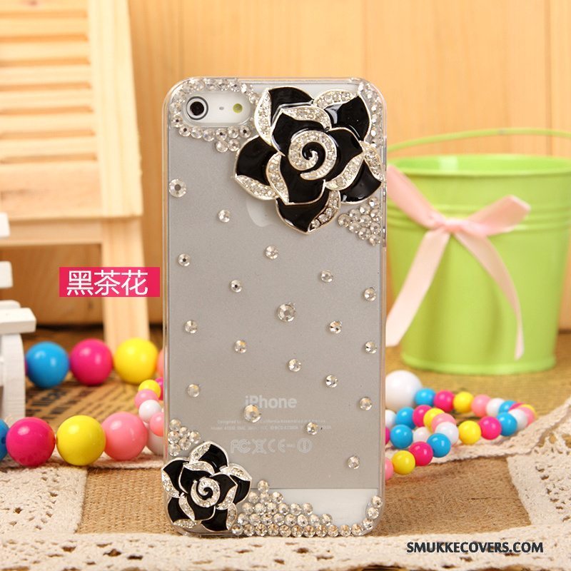 Etui iPhone 5/5s Strass Sølv Hvid, Cover iPhone 5/5s Beskyttelse Telefon