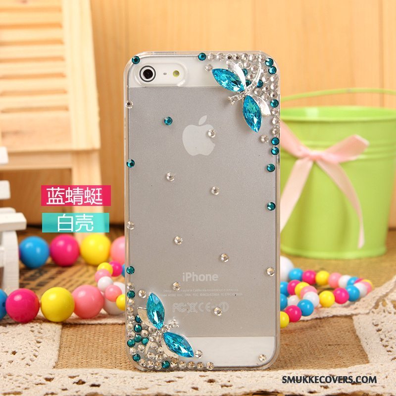 Etui iPhone 5/5s Strass Sølv Hvid, Cover iPhone 5/5s Beskyttelse Telefon