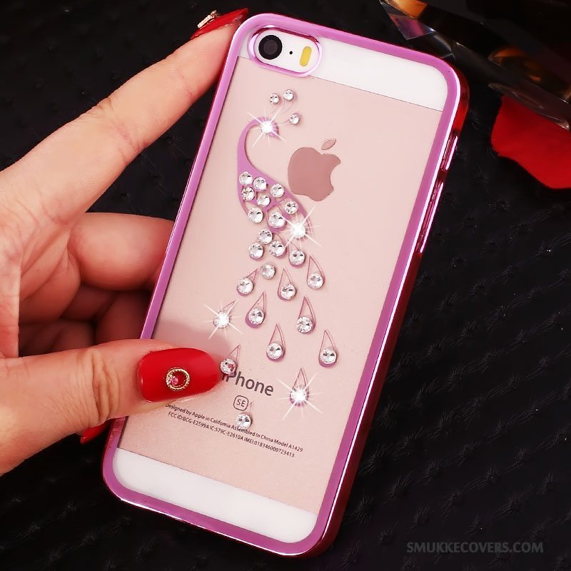 Etui iPhone 5/5s Strass Telefontrend, Cover iPhone 5/5s Beskyttelse Pulver Rød