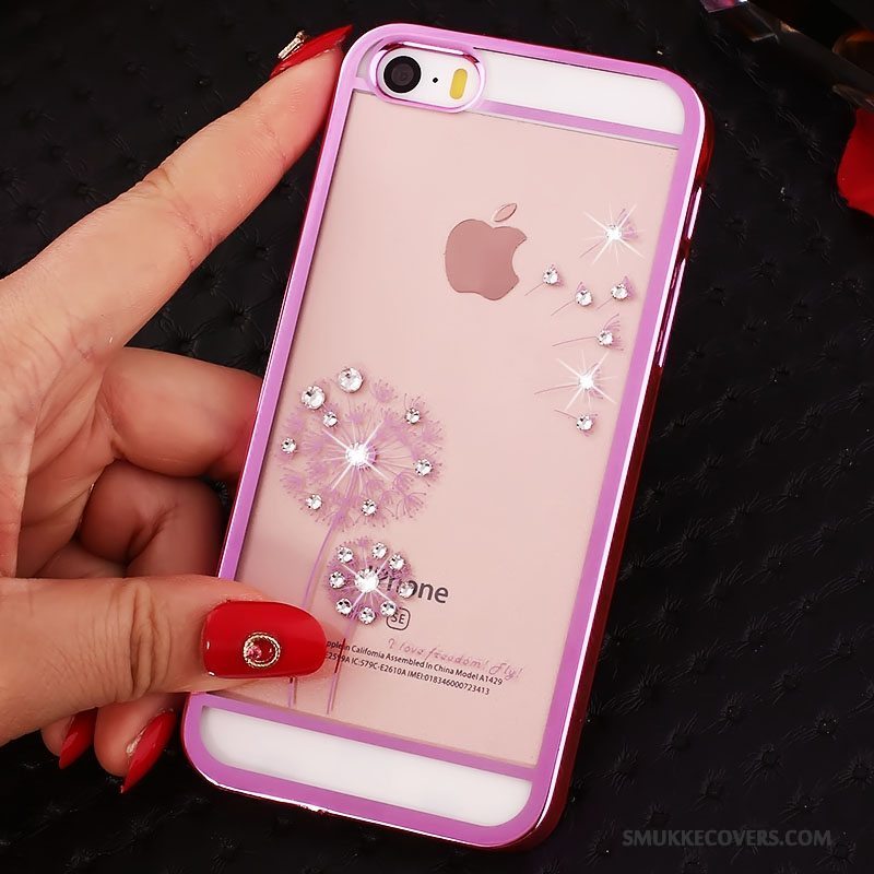 Etui iPhone 5/5s Strass Telefontrend, Cover iPhone 5/5s Beskyttelse Pulver Rød