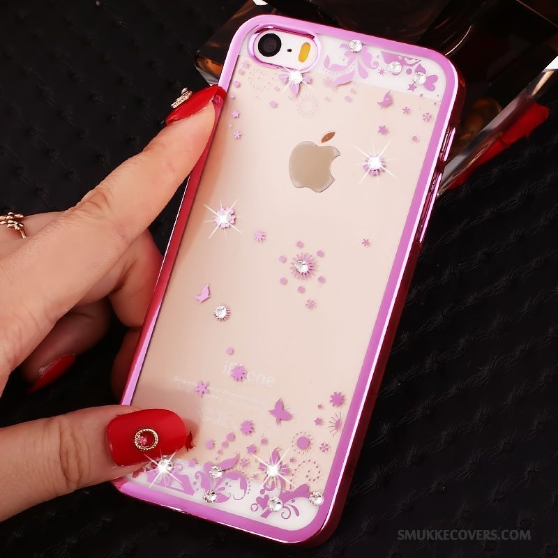 Etui iPhone 5/5s Strass Telefontrend, Cover iPhone 5/5s Beskyttelse Pulver Rød