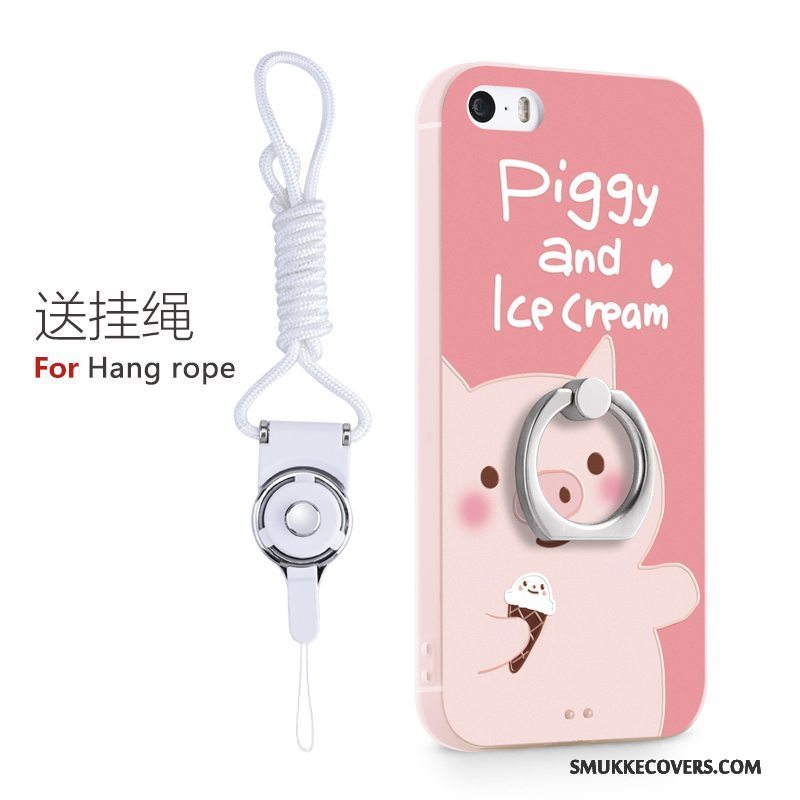 Etui iPhone 5/5s Support Telefonblå, Cover iPhone 5/5s Cartoon Trend Ring