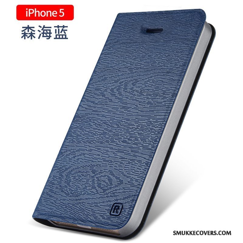 Etui iPhone 5/5s Tasker Anti-fald Simple, Cover iPhone 5/5s Læder Guld Telefon