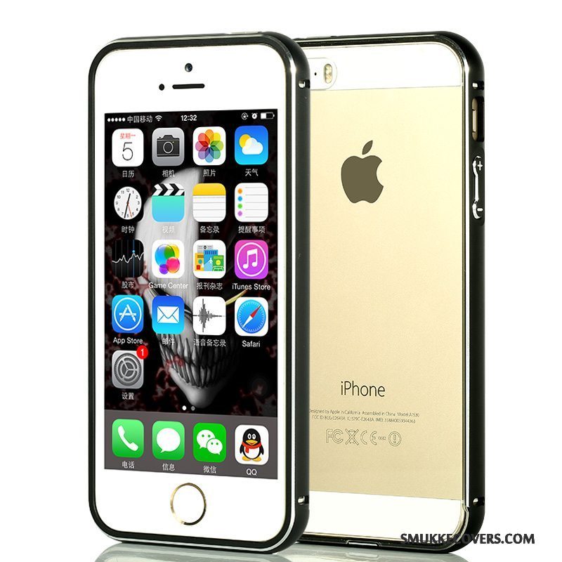 Etui iPhone 5/5s Tasker Guld Ramme, Cover iPhone 5/5s Metal Simple Rød