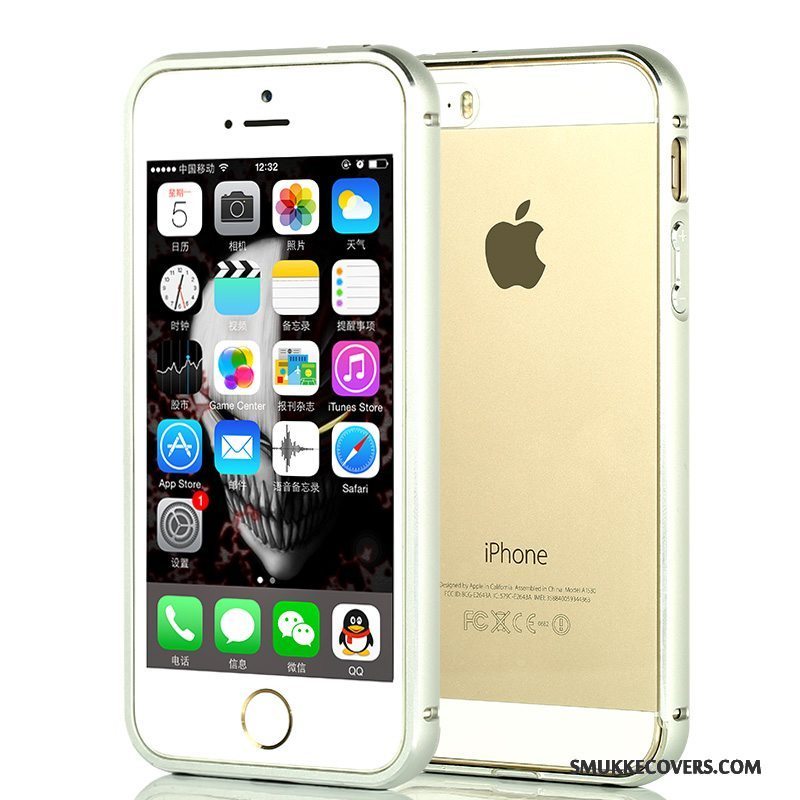 Etui iPhone 5/5s Tasker Guld Ramme, Cover iPhone 5/5s Metal Simple Rød