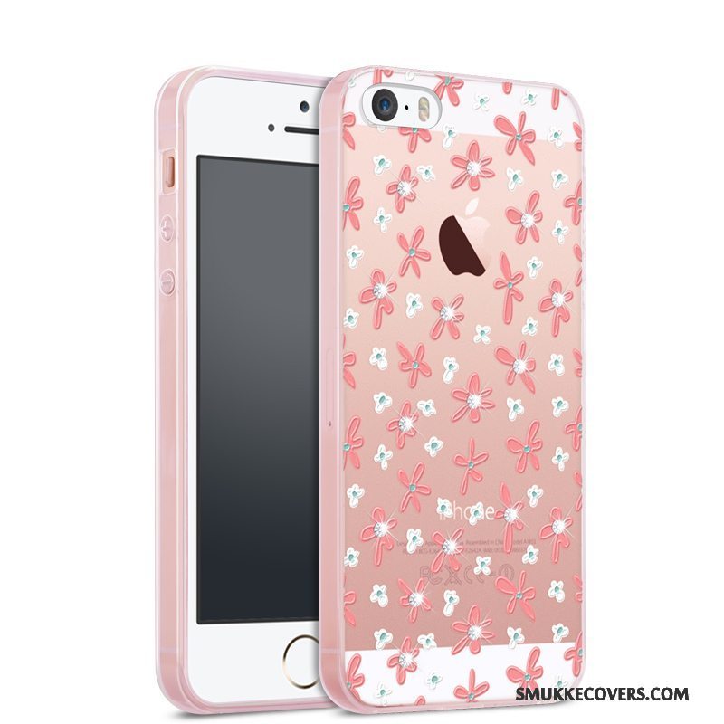 Etui iPhone 5/5s Tasker Trend Telefon, Cover iPhone 5/5s Strass Anti-fald Lyserød