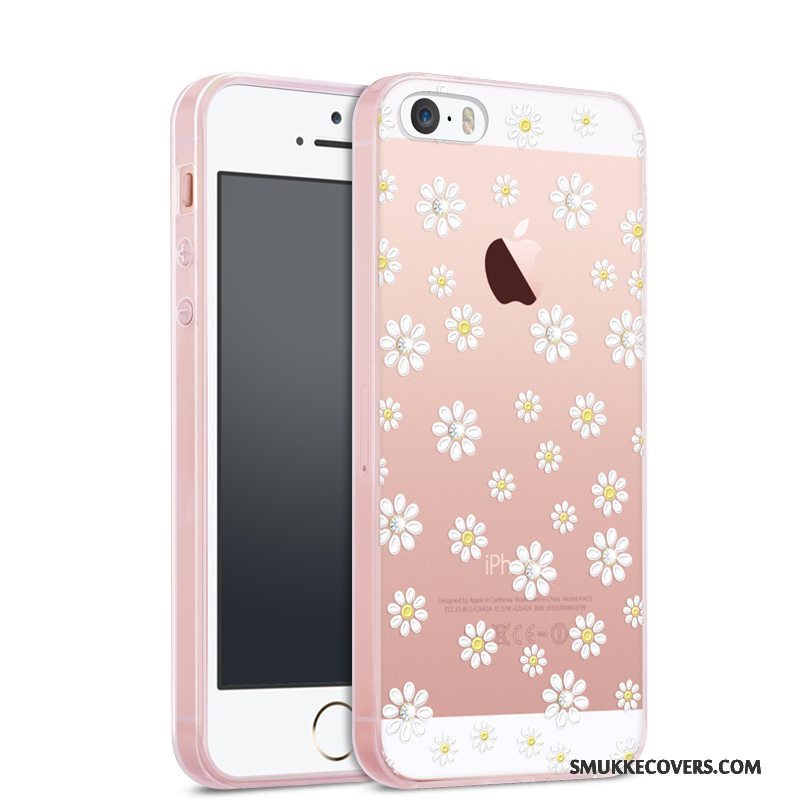 Etui iPhone 5/5s Tasker Trend Telefon, Cover iPhone 5/5s Strass Anti-fald Lyserød