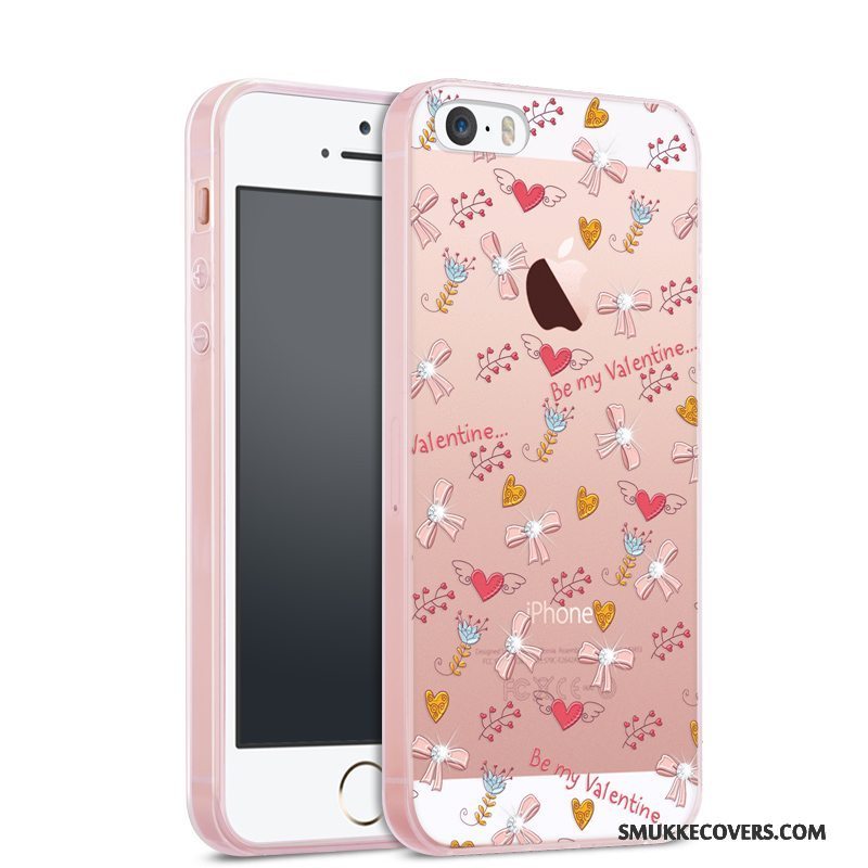 Etui iPhone 5/5s Tasker Trend Telefon, Cover iPhone 5/5s Strass Anti-fald Lyserød