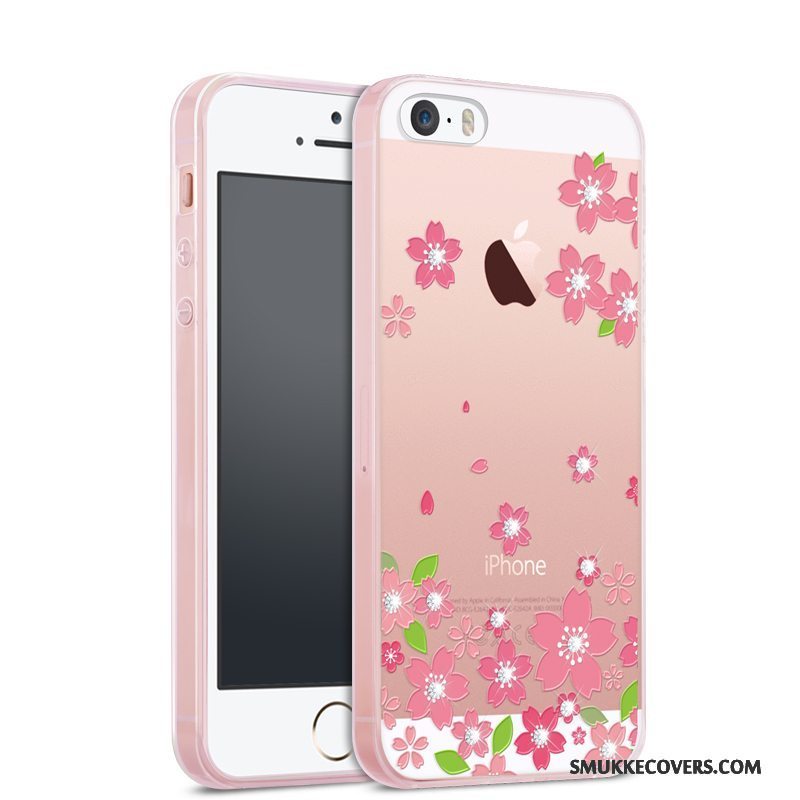 Etui iPhone 5/5s Tasker Trend Telefon, Cover iPhone 5/5s Strass Anti-fald Lyserød