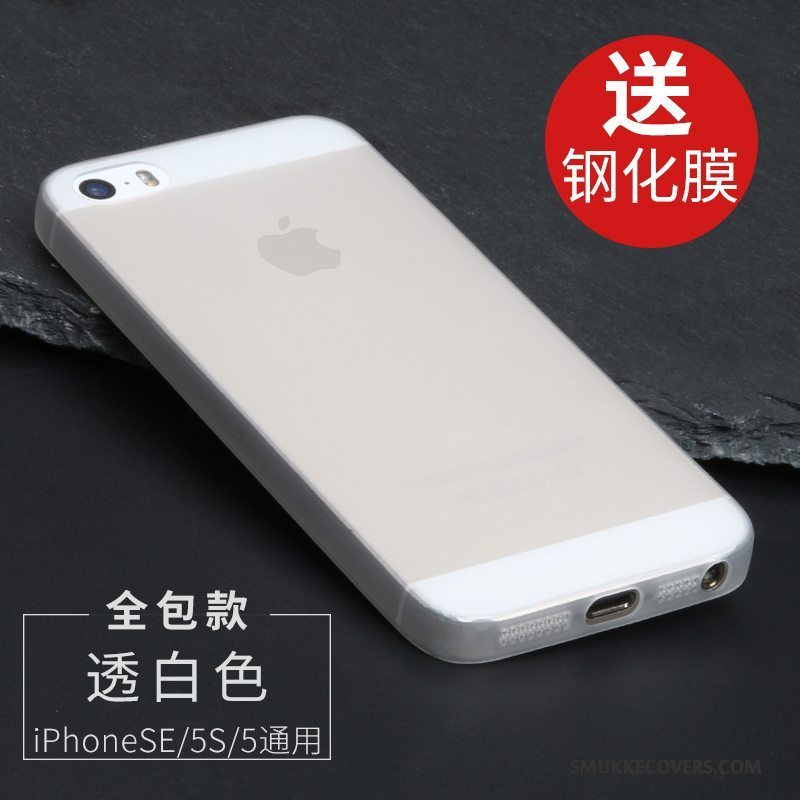 Etui iPhone 5/5s Tasker Tynd Gennemsigtig, Cover iPhone 5/5s Blød Telefonnubuck