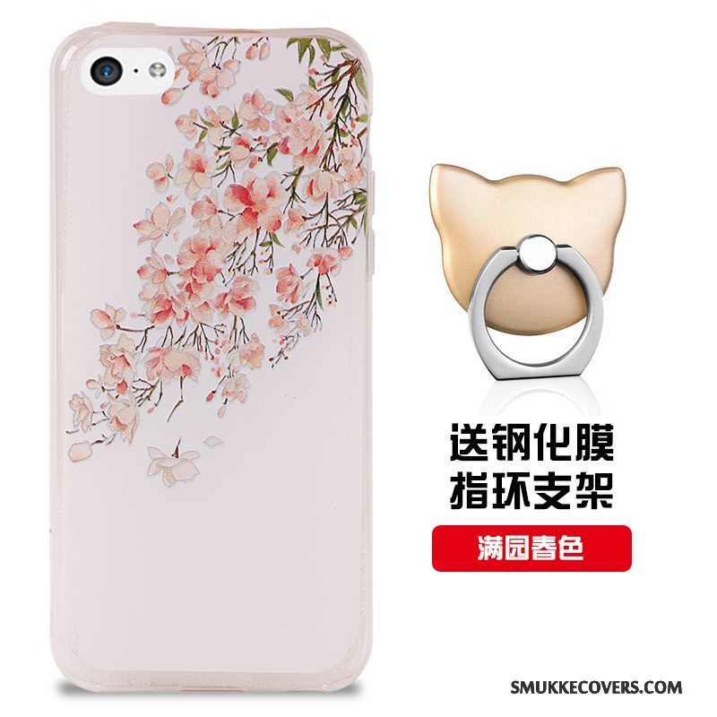 Etui iPhone 5c Beskyttelse Mønster Hvid, Cover iPhone 5c Blød Anti-fald Telefon