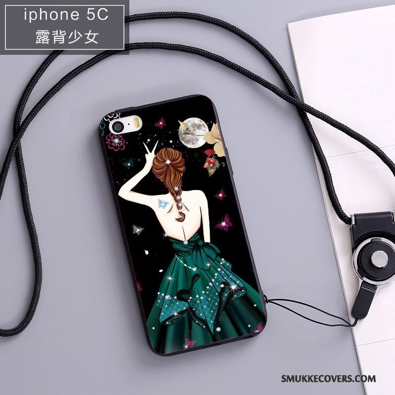 Etui iPhone 5c Blød Telefonblå, Cover iPhone 5c Silikone Hængende Ornamenter Anti-fald