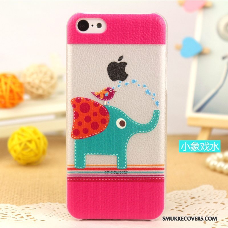 Etui iPhone 5c Læder Tynd Mønster, Cover iPhone 5c Beskyttelse Tilpas Rød