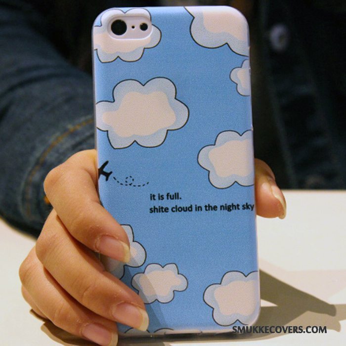 Etui iPhone 5c Silikone Blå Telefon, Cover iPhone 5c Cartoon Trend Anti-fald