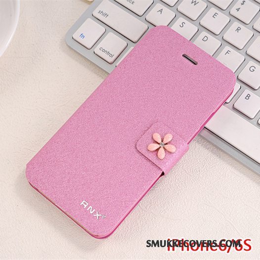 Etui iPhone 6/6s Beskyttelse Pulver Rød, Cover iPhone 6/6s Læder Dyb Farve Anti-fald