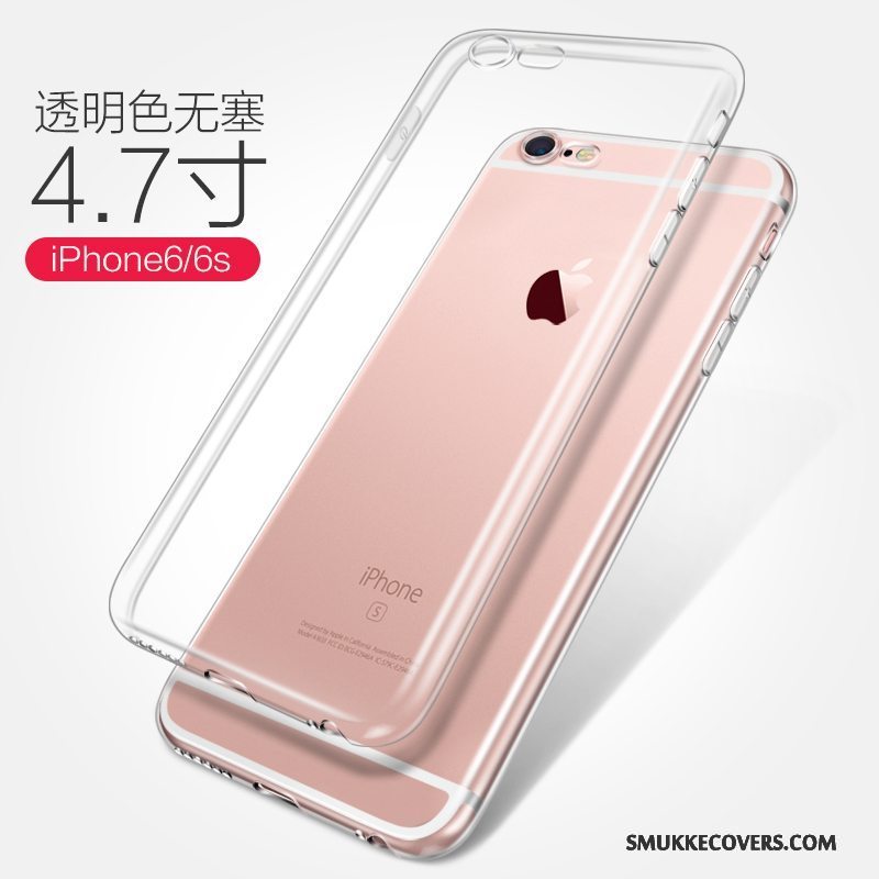 Etui iPhone 6/6s Blød Anti-fald Telefon, Cover iPhone 6/6s Silikone Hvid Gennemsigtig