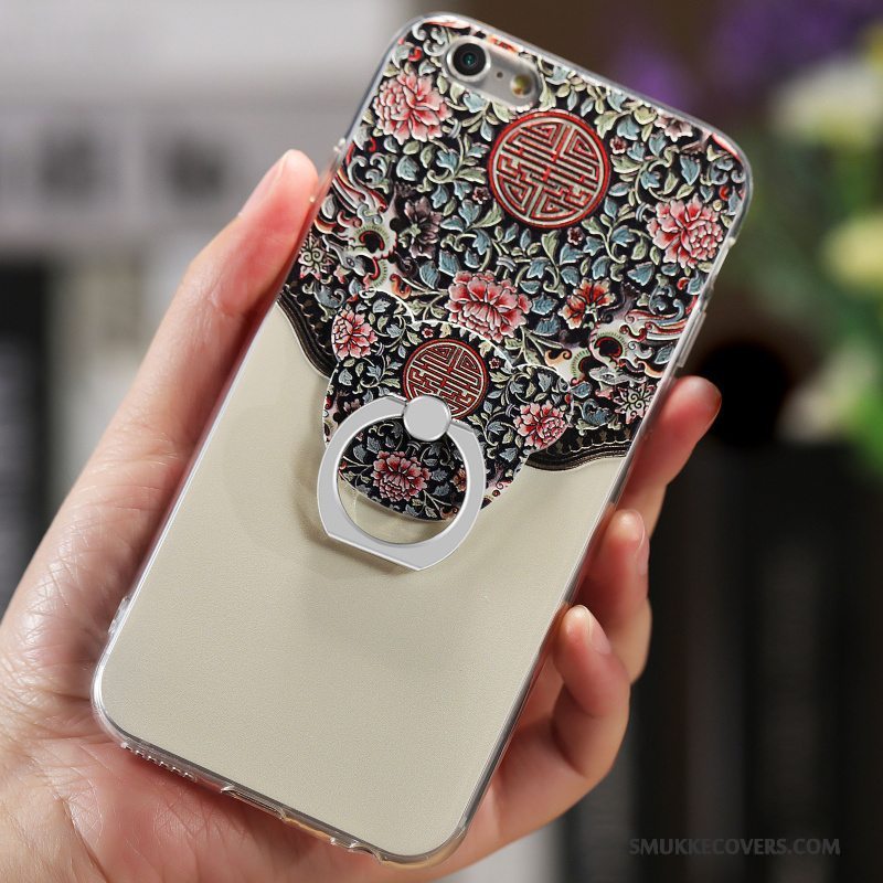 Etui iPhone 6/6s Blød Net Red Hængende Ornamenter, Cover iPhone 6/6s Blomster Gennemsigtig Lyserød