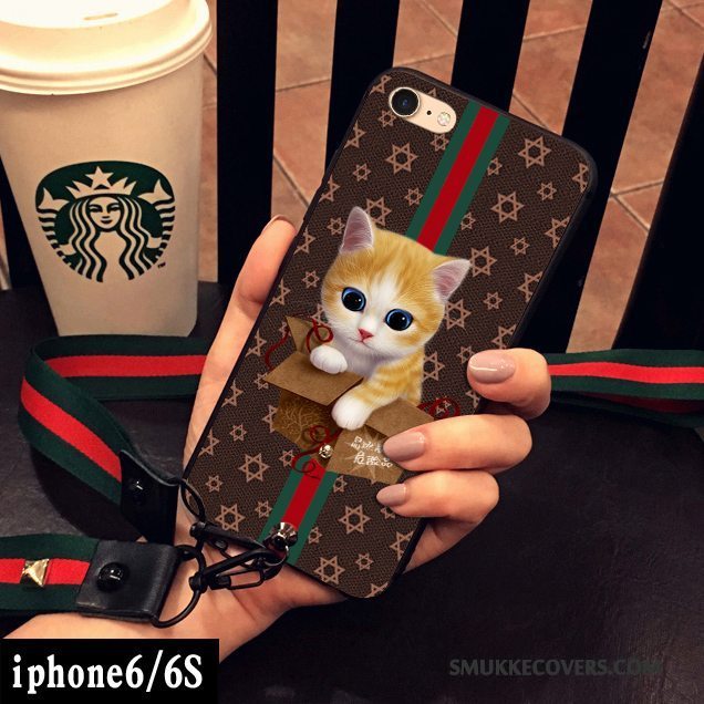 Etui iPhone 6/6s Cartoon Kat Trendy, Cover iPhone 6/6s Silikone Hængende Ornamenter Gul