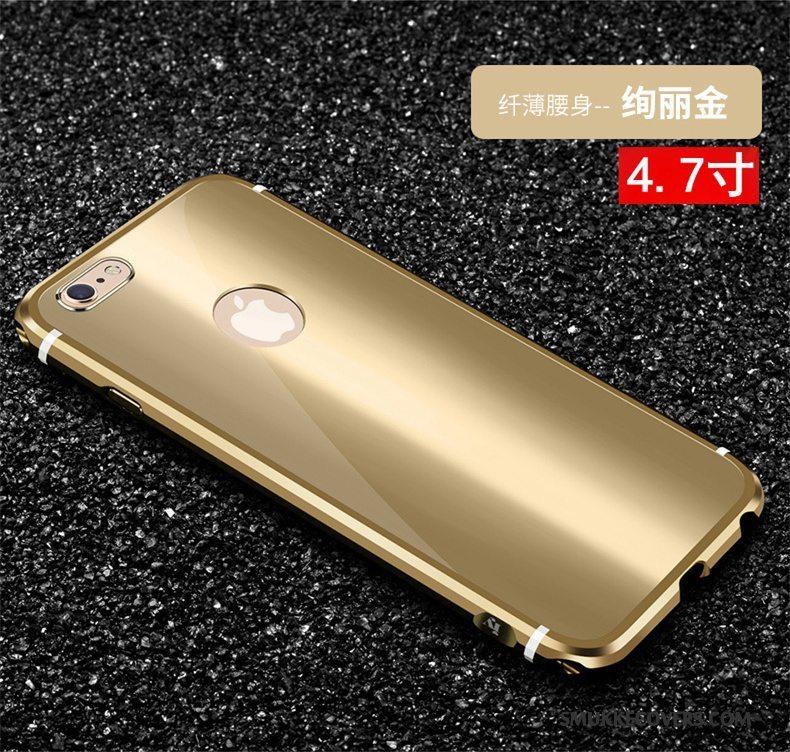 Etui iPhone 6/6s Metal Trend Sort, Cover iPhone 6/6s Luksus Ny Anti-fald