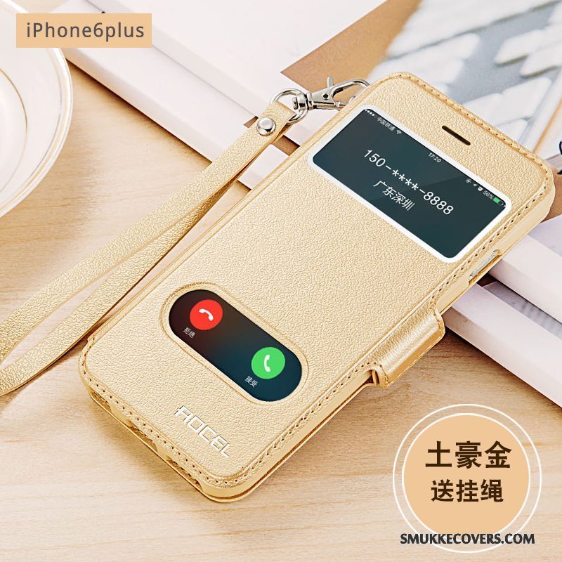 Etui iPhone 6/6s Plus Beskyttelse Guld Anti-fald, Cover iPhone 6/6s Plus Folio Telefon
