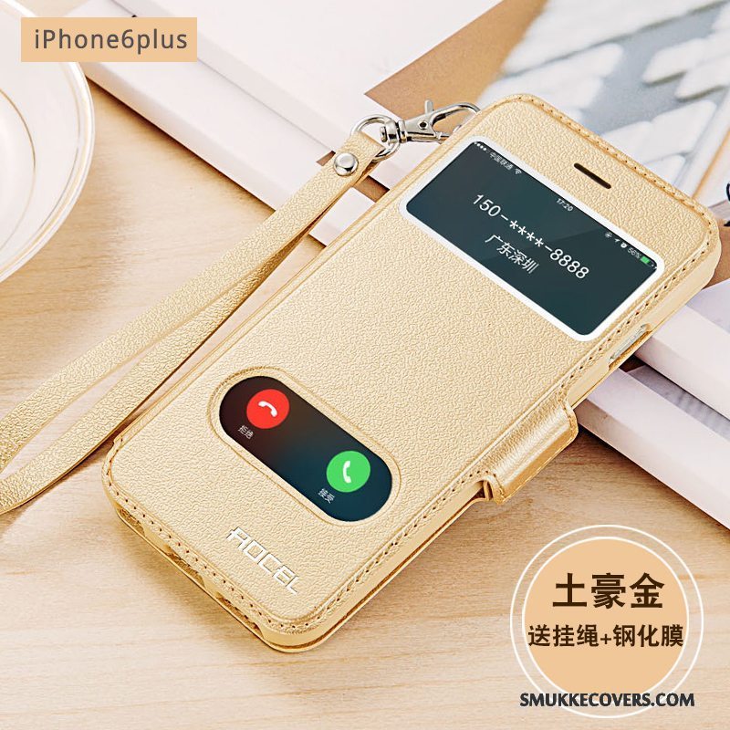 Etui iPhone 6/6s Plus Beskyttelse Guld Anti-fald, Cover iPhone 6/6s Plus Folio Telefon