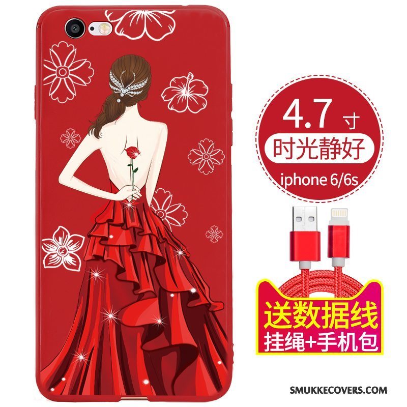 Etui iPhone 6/6s Plus Blød Hængende Ornamenter Anti-fald, Cover iPhone 6/6s Plus Tasker Nubuck Rød