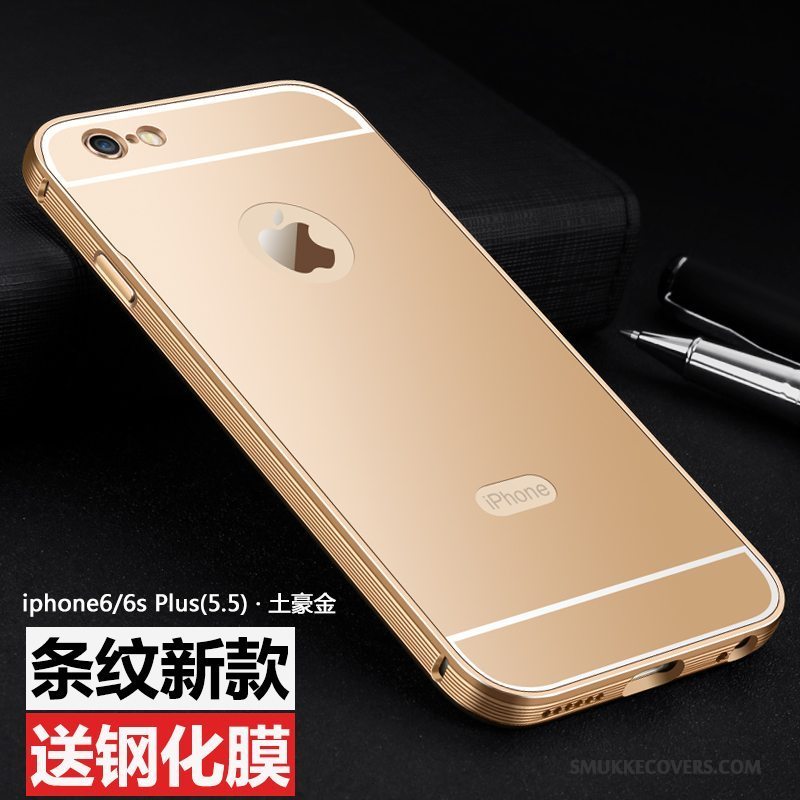 Etui iPhone 6/6s Plus Metal Anti-fald Guld, Cover iPhone 6/6s Plus Beskyttelse Ny Ramme