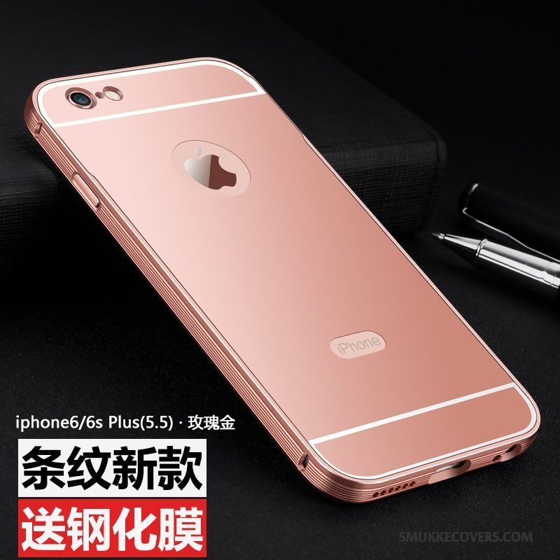 Etui iPhone 6/6s Plus Metal Anti-fald Guld, Cover iPhone 6/6s Plus Beskyttelse Ny Ramme