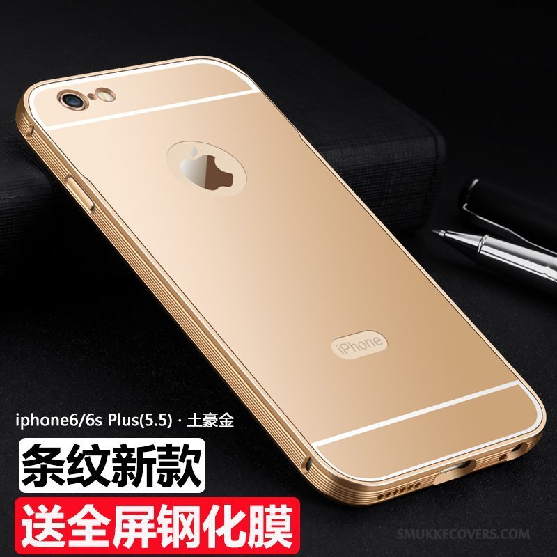 Etui iPhone 6/6s Plus Metal Anti-fald Guld, Cover iPhone 6/6s Plus Beskyttelse Ny Ramme