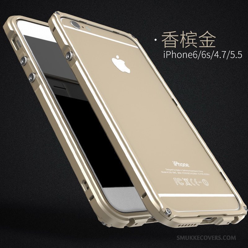 Etui iPhone 6/6s Plus Metal Ramme Bagdæksel, Cover iPhone 6/6s Plus Tasker Anti-fald Telefon