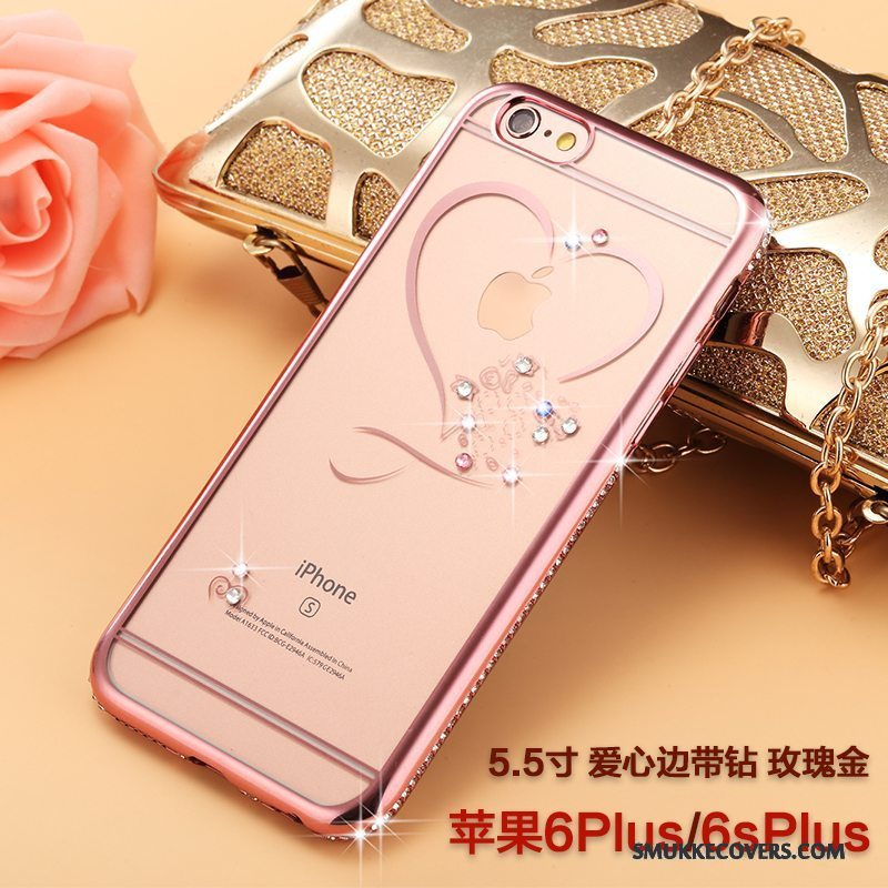 Etui iPhone 6/6s Plus Silikone Anti-fald Guld, Cover iPhone 6/6s Plus Strass Trendy Ny