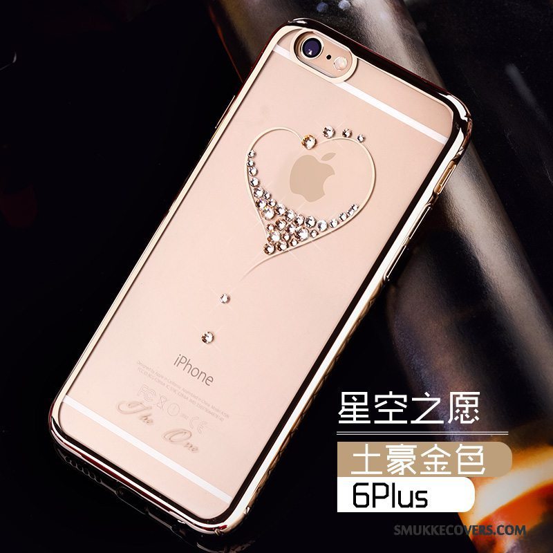 Etui iPhone 6/6s Plus Strass Lyserød Gennemsigtig, Cover iPhone 6/6s Plus Beskyttelse Trend Guld