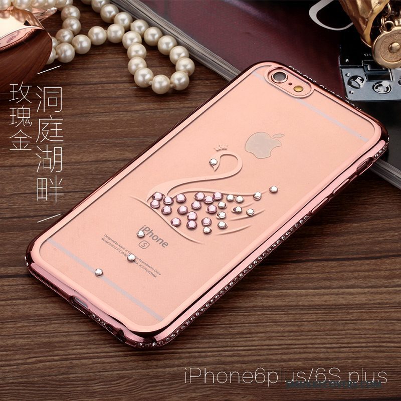 Etui iPhone 6/6s Plus Strass Telefonhængende Ornamenter, Cover iPhone 6/6s Plus Lyserød Guld