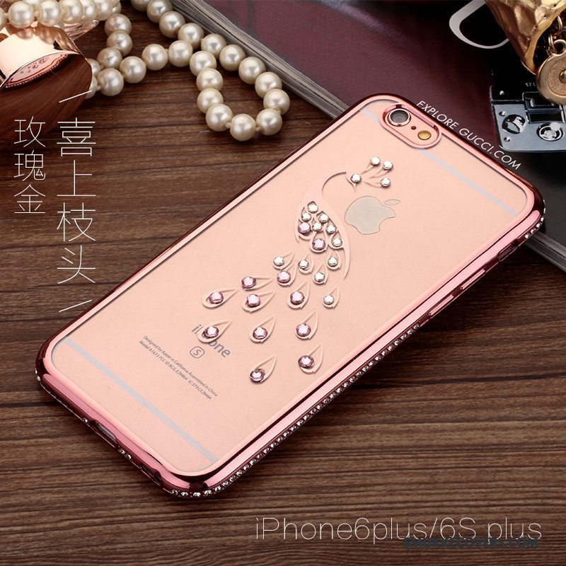 Etui iPhone 6/6s Plus Strass Telefonhængende Ornamenter, Cover iPhone 6/6s Plus Lyserød Guld