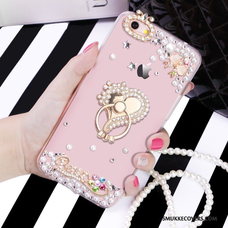 Etui iPhone 6/6s Plus Support Lyserød Gennemsigtig, Cover iPhone 6/6s Plus Strass Telefon