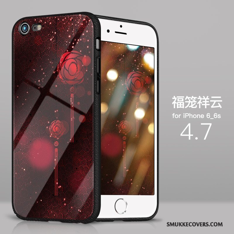 Etui iPhone 6/6s Plus Tasker Anti-fald Tynd, Cover iPhone 6/6s Plus Silikone Net Red Glas