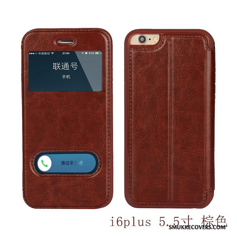 Etui iPhone 6/6s Plus Tasker Brun Rød, Cover iPhone 6/6s Plus Folio Telefonanti-fald