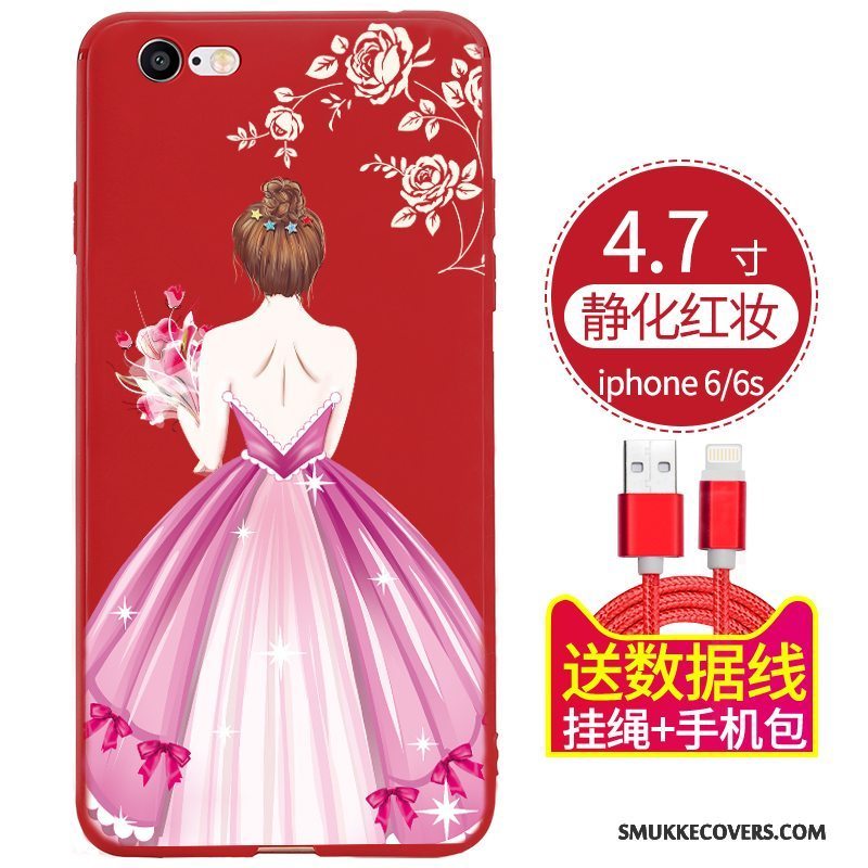 Etui iPhone 6/6s Silikone Telefonhængende Ornamenter, Cover iPhone 6/6s Tasker Rød Anti-fald