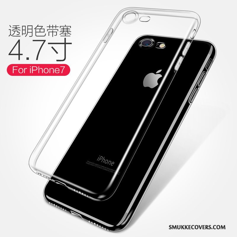 Etui iPhone 7 Beskyttelse Anti-fald Telefon, Cover iPhone 7 Blød Hvid Gennemsigtig