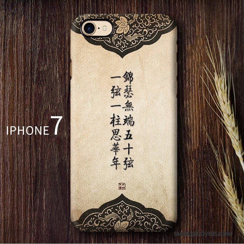 Etui iPhone 7 Farve Nubuck Kinesisk Stil, Cover iPhone 7 Vintage Kunst Hård