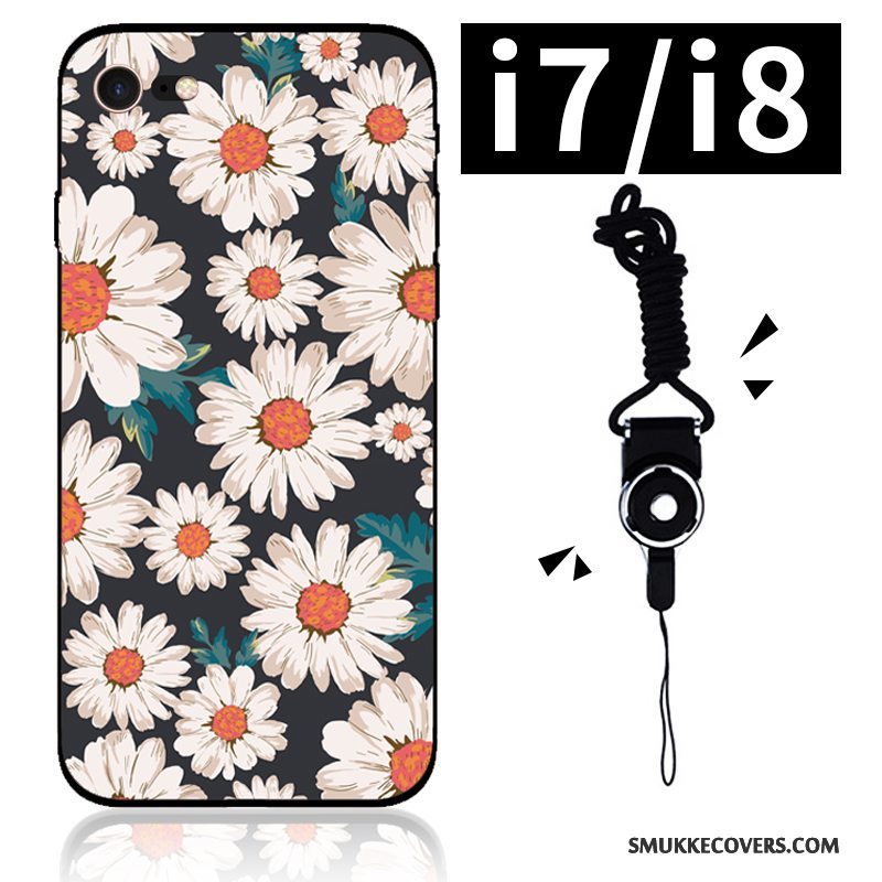 Etui iPhone 7 Farve Telefonblomster, Cover iPhone 7 Blød Sort Kunst