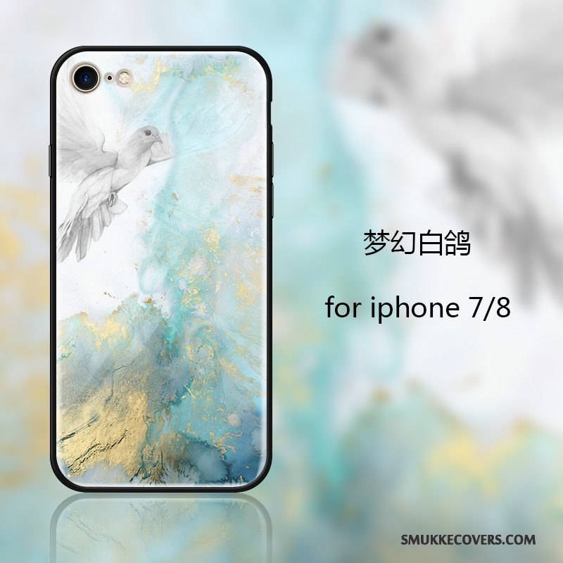Etui iPhone 7 Kreativ Af Personlighed Blå, Cover iPhone 7 Silikone Ny Glas
