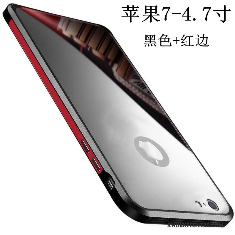 Etui iPhone 7 Metal Rød Anti-fald, Cover iPhone 7 Beskyttelse Ramme Spejl